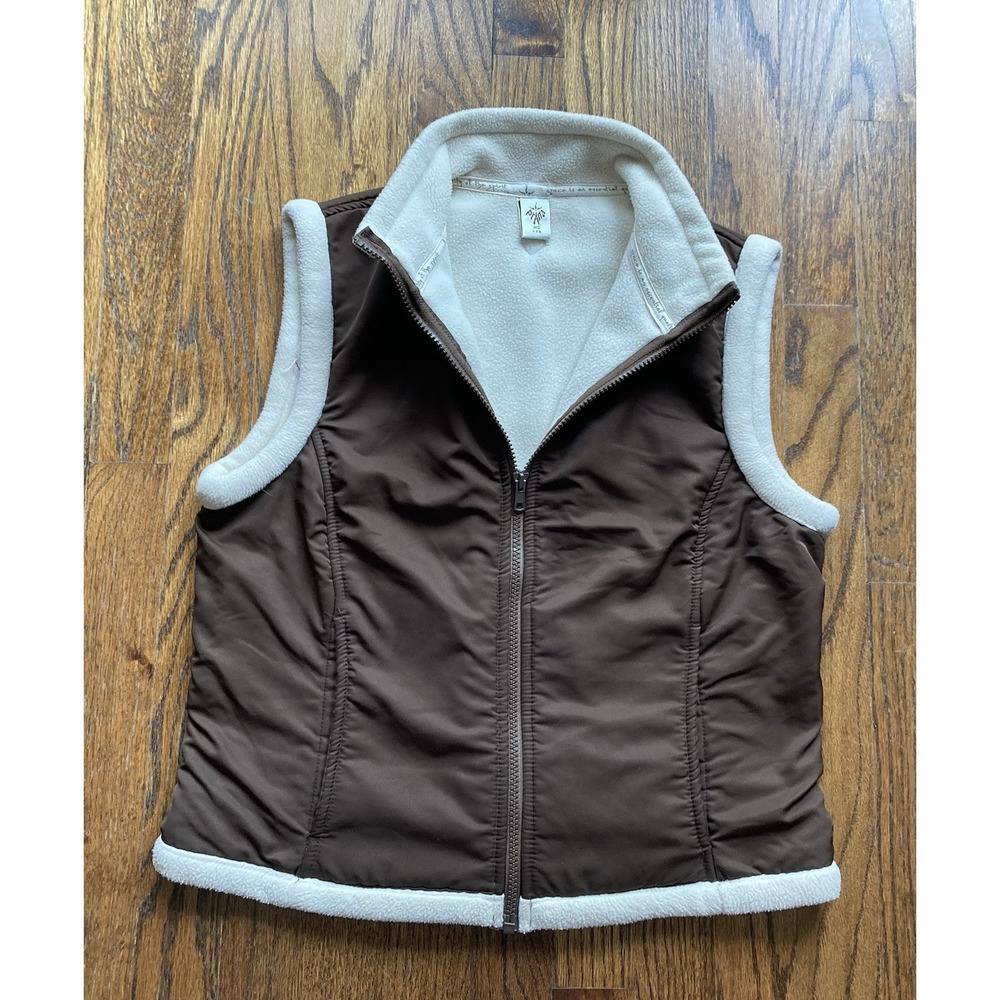 Prana Vest Womens Size Medium Brown Sherpa Lined USA Made VTG Y2K Full Zip